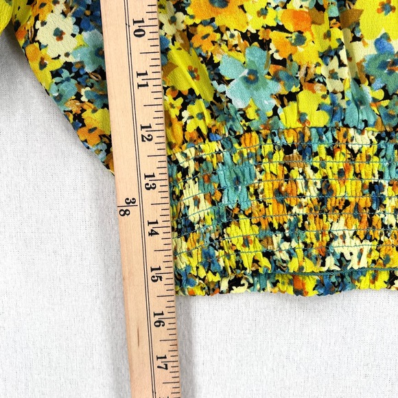 L SPACE Shine On Top Womens XS Yellow Daisy Diamond Floral Short Sleeve Cropped - Picture 13 of 13